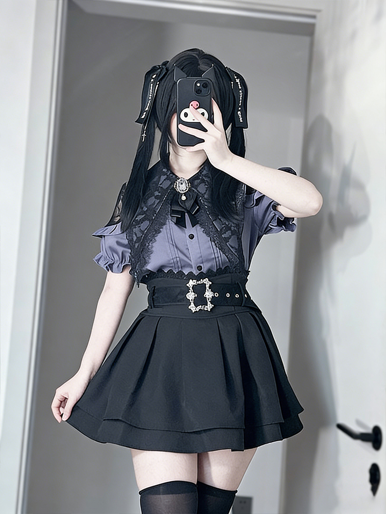 Blouse Off Shoulder - Gothic-stijl shirt met blote schouders en