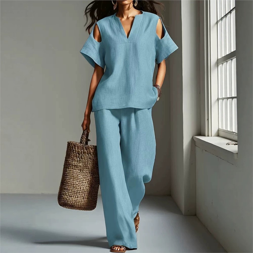 Dames effen kleur eenvoudig li - Linen Pant Wide recensie en prijs