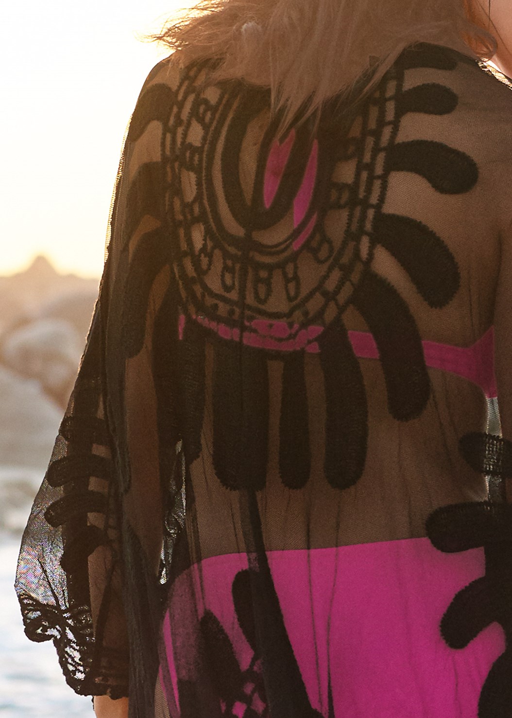Dames kanten strand cover-up m - Kimono Sheer Floral recensie en prijs